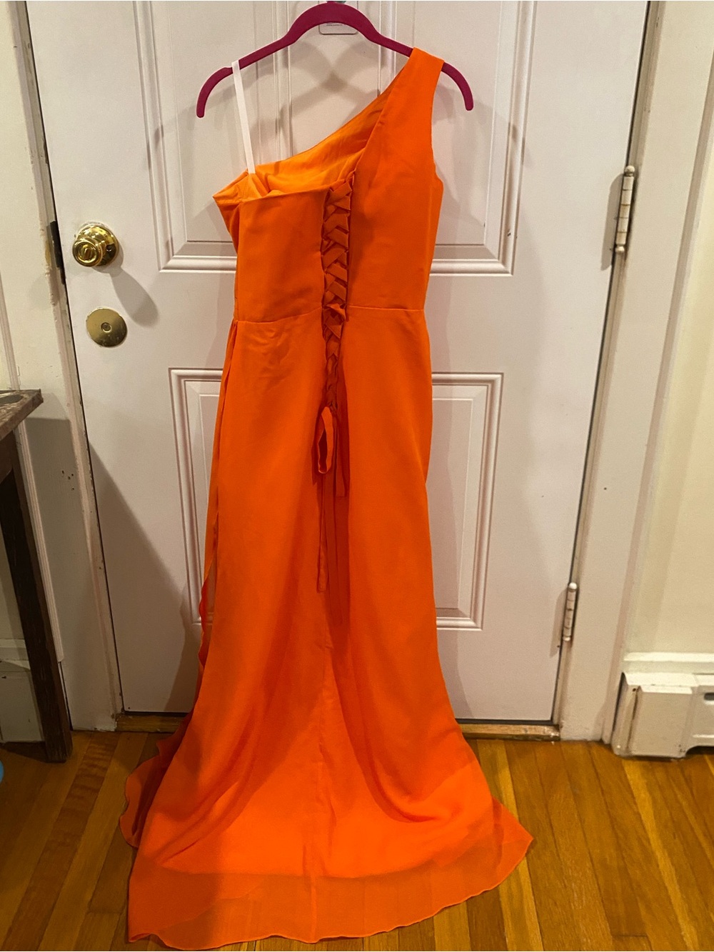 One-Shoulder Orange Evening Gown size 6 NWOT - Picture 5 of 9